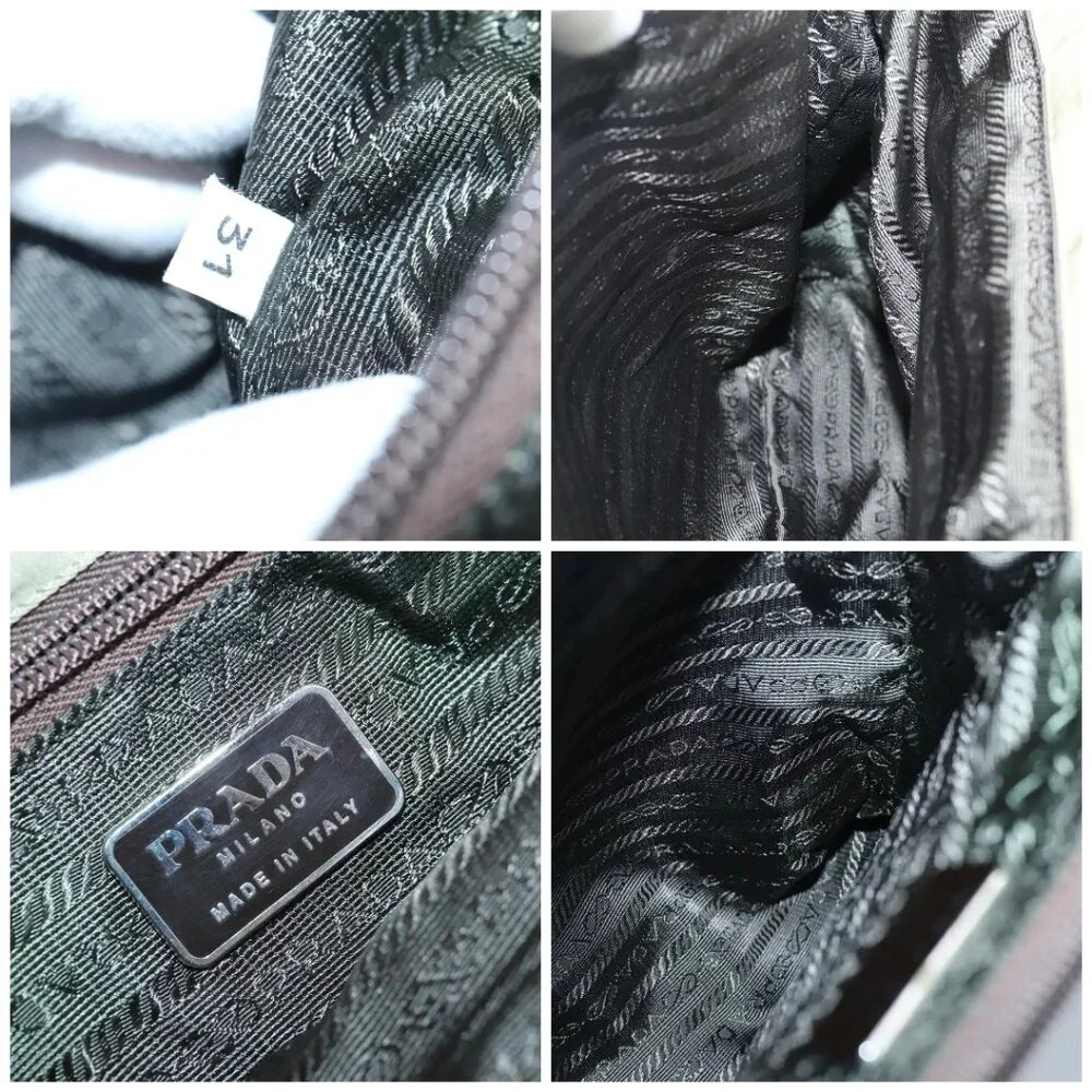 PRADA Tote Bag Nylon Plastic Beige Silver Auth 99542 - Picture 15 of 16